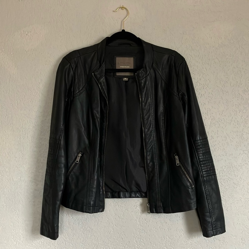 Maurices Black Leather Jacket Sleek Tailored Design